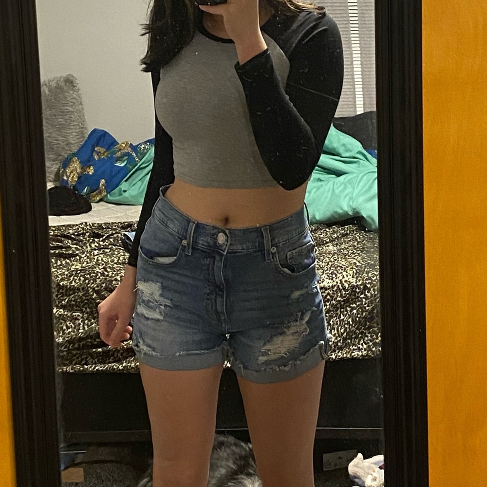 High rise jean shorts